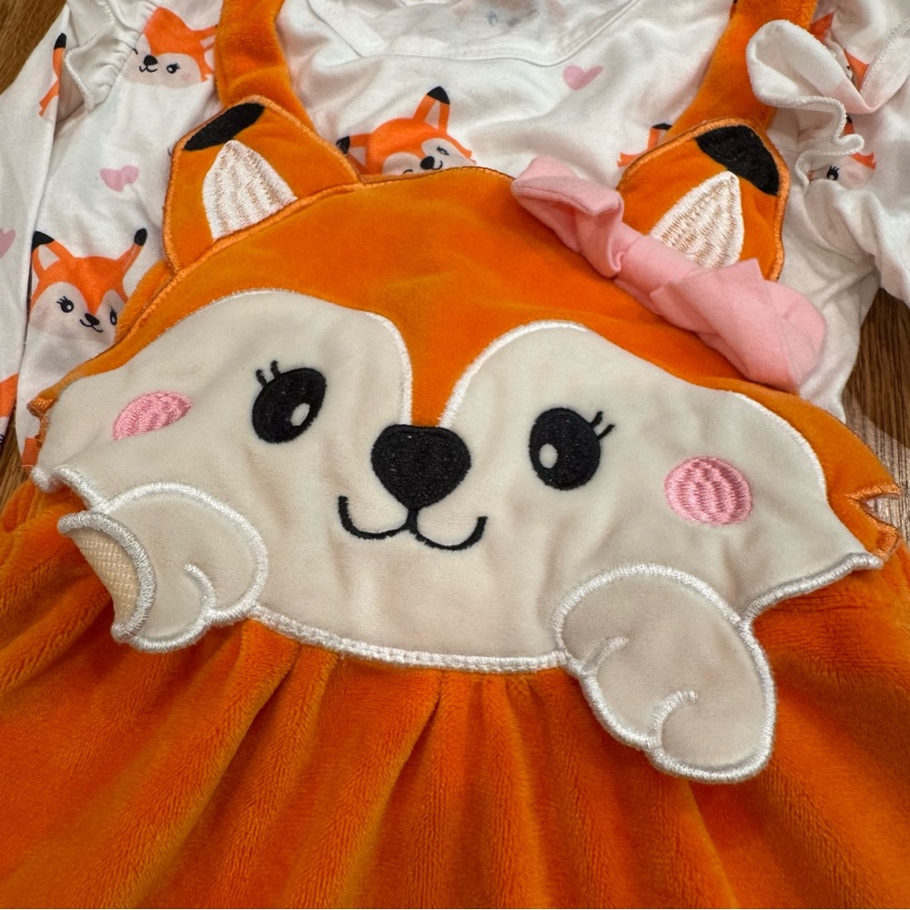 Adorable Orange Fox Dress with Long Sleeve Shirt NWOT Sz 3t - Picture 2 of 4